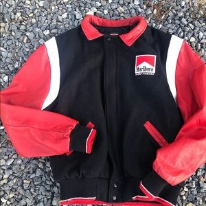 VINTAGE MARLBORO PENSKE WOOL/LEATHER JACKET